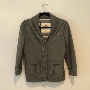Grey Hollister quarter sleeve cardigan sweater